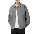 thumbnail image 1 of LOVZFMLL Jackets for Men Man Flip Collar Solid Color Easy Shuai Work Clothes Outdoors Zipper Pocket Loose Coat, 1 of 5