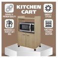 thumbnail image 6 of Ayla Microwave Cabinet with Storage and Upper Shelf for Kitchen Appliances - 2 Door Cabinet Kitchen Storage Cart - Wood Kitchen Cart with Lockable Castors Wheels - Beech, 6 of 7