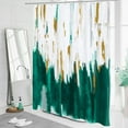 thumbnail image 2 of Extra Long Abstract Shower Curtain 72 x 84, Teal 84 inch Brush Strokes Oil Painting Shower Curtain, XL Graffiti Ombre Fabric Shower Curtains for Modern Bathroom Decor, 2 of 6