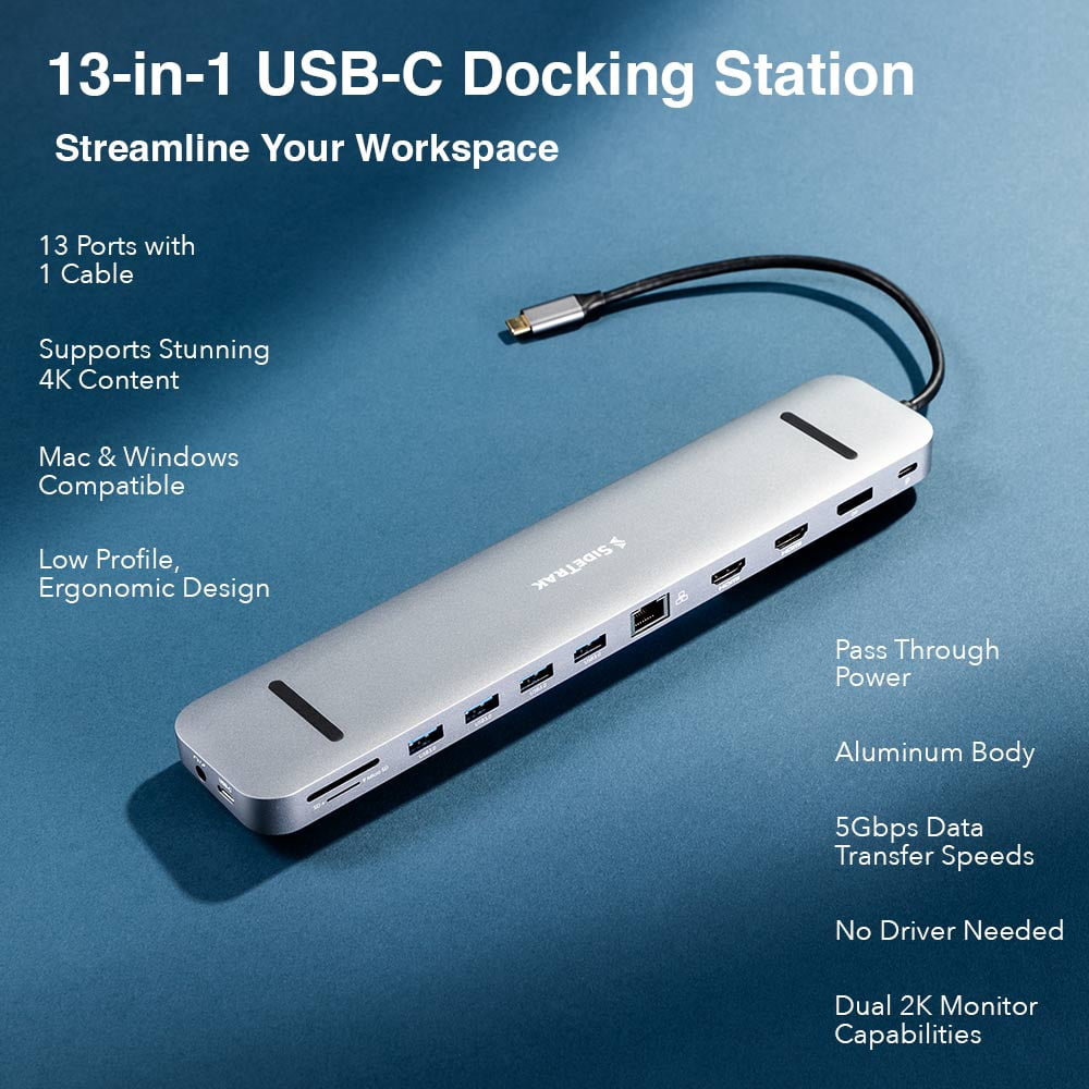 SideTrak 4k Docking Station | 10 in 1 USB C Hub