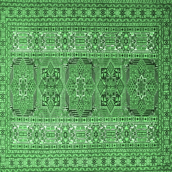 Ahgly Company Indoor Square Persian Emerald Green Traditional Area Rugs, 3' Square