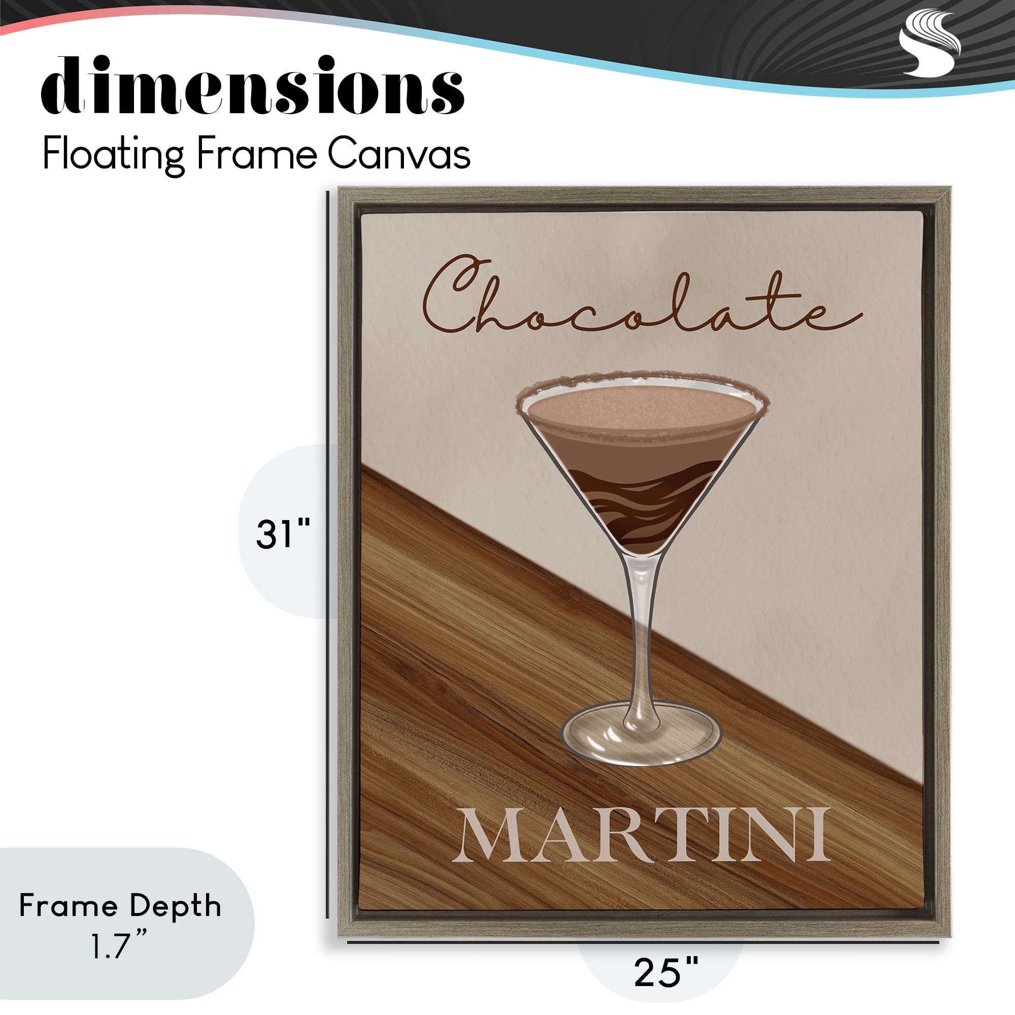 Stupell Industries Chocolate Martini on Brown Brown Framed Floater Canvas Wall Art, design by Marcus Prime