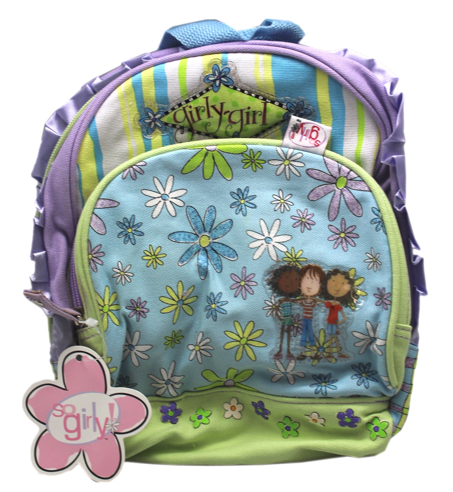 Backpack So Girly! GirlyGirl Flowery Light Blue, Green, and Violet