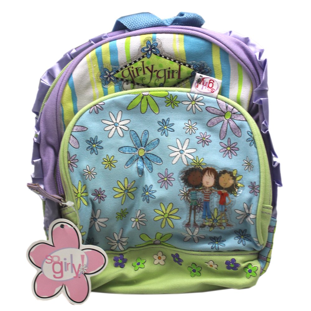 Backpack So Girly! GirlyGirl Flowery Light Blue, Green, and Violet