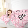 thumbnail image 4 of Homewish Initial A Letter Full Size Comforter Sets for Kids, Bohemian Damask Flower Bedding Comforter Set, Pink Princess Bowknot Reversible Bedding Sets, Lightweight Room Decor, 3pcs, 4 of 8