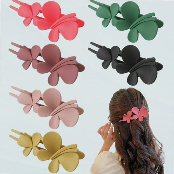 6 PACK Butterfly Alligator Hair Clips Frosted Curved Hair Clips Anti-Slip Hair Clips Volume Strong Hair Clip Claw Hair Accessories for Women Girls