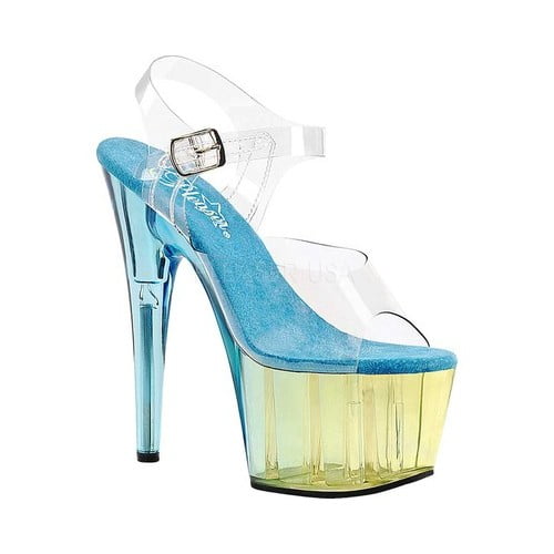 Pleaser ADORE-708T Women's Clear Smoke Tinted Heel Platform Ankle Strap Sandals 