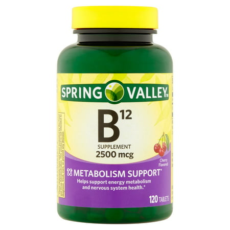 Spring Valley sublinguale B12 supplément de vitamine Microlozenges, 2500mcg, 120 count
