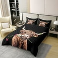 thumbnail image 2 of Erosebridal Highland Cow 100% Cotton Comforter Cover Full,Floral Animal Bedding Full Size,Farmhouse Animal 100% Cotton Comforter Cover Full,Reversible,3pcs(No Comforter), 2 of 8