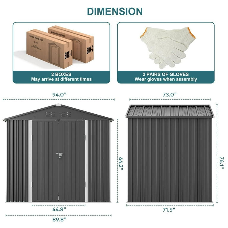 鷹　sixh.haoto Aiho 8x6 Pies Cobertizo de Almacenamiento Exterior, Marco de Metal