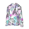 thumbnail image 2 of Pofeuu Eiffel Tower and Hearts Print Sun Protection Outdoor Lightweight Full Zip UV Cooling Hoodie Long Sleeve Summer Clothing for Outdoor Hiking-Large, 2 of 5