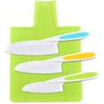 thumbnail image 1 of 3pc Knife & Cutting Board Bundle - Perfect for Bread, Salad & Cakes - Safe Plastic Handles Child-Safe Chef Set, 1 of 6