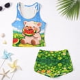 thumbnail image 6 of Psesaysky Cartoon Pig Watermelon Girls Tankini Swimsuit 2 Piece Bathing Suits for Girls Round Neck Swim Tank Top and Drawstring Bottoms for 6-15Y, 6 of 7