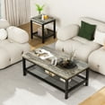 thumbnail image 2 of MIERES Living Room Coffee Table Set, Coffee Table and Side Table Combination, Metal Frame Coffee Table Set, Suitable for Living Rooms, Apartments, Offices, Farmhouse Gray, 2 of 10