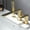 Gold, variant on Waterfall Bathtub Faucet Roman Tub Filler, Contemporary Bathroom Widespread Long Spout Faucet with Handheld Shower, Single Handle 3 Hole Deck Mount
