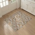 thumbnail image 3 of ODIKA 3'x5' Tan Geometric Patchwork Abstract Washable Throw Rug Interlocking Tile Mosaic Faceted Squares Modern Repeat Stain Resistant, Low Profile, Non-Slip for Entryway, Kitchen, Mudroom, 3 of 7