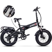 Aniioki A7 Pro Electric Bike Adults Folding Upgraded 750W 28MPH 48V 20Ah Samsung Battery 20 Inch Fat Tire eBike Full Suspension Snow Beach Mountain E-Bike Shimano 8-Speed, Black