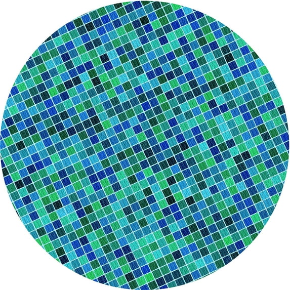 Ahgly Company Indoor Round Patterned Blue Eyes Blue Area Rugs, 7' Round