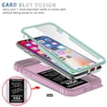thumbnail image 2 of JTCASES for IPhone X/XS Case, Sliding Camera Cover+ Rotating Ring Kickstand + Magnetic Car Mount + Inside Card Holder, Bracket Shockproof Frame Anti-drop PC TPU Heavy Duty Protection, F-Green/Pink, 2 of 11