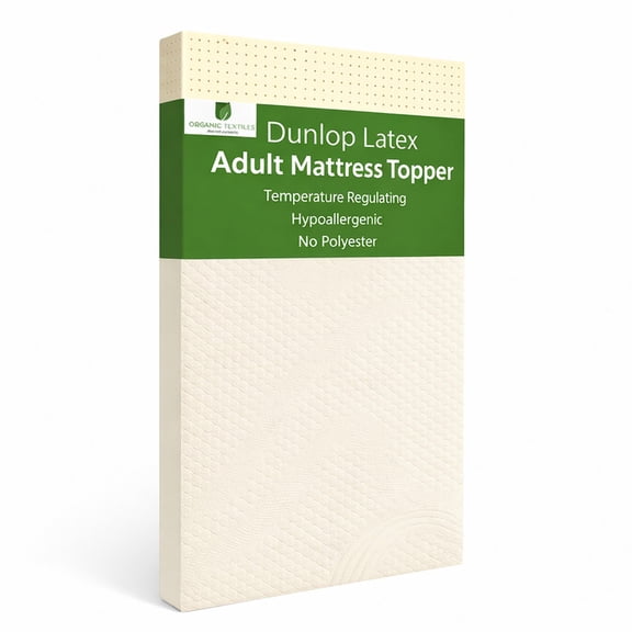 ORGANIC TEXTILES Organic Latex Mattress Topper, GOLS Certified - Organic Cotton Cover, with Zipper - (2" Twin-XL - Soft)