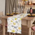 thumbnail image 2 of Yellow Grey Botanical Table Runner 72 Inches Long, Spring Floral Watercolor Cotton Linen Table Runners Dresser Scarves, Decorative Fabric Tabletop Scarf Furniture Cover for Home Dinner Party 13"x72", 2 of 8