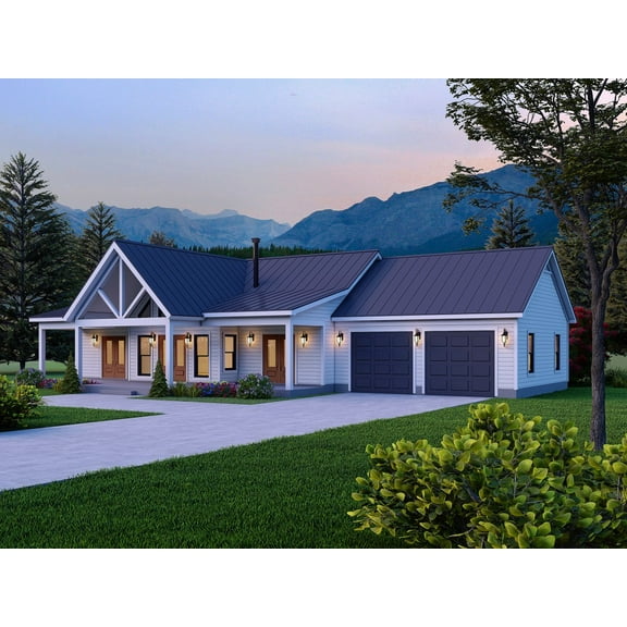 763-14422: Traditional Country 2 Bed, 2 Bath Luxury Home Plan, 1442 Sq Ft: Full Blueprints with License to Build by Home Plan Marketplace - Lesuto