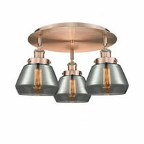 Innovations Lighting  Fulton - 3 Light 18" Flush Mount Antique Copper/Plated Smoke