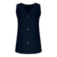 thumbnail image 5 of Womens Cotton Linen Vests, Sleeveless Shirts for Women Summer Casual Vintage Solid Color Button Down Dressy Blouses Tank Tops, 5 of 6