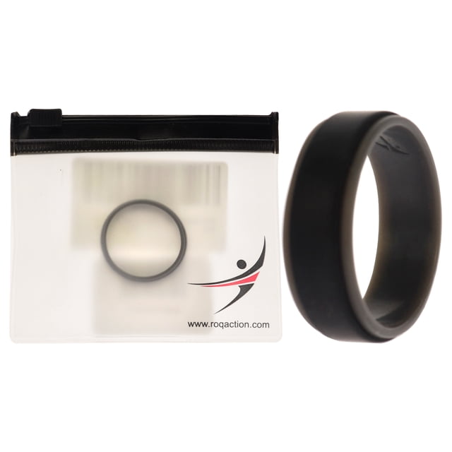 Anillo de boda de silicona con 2 capas - Gris-Negro de ROQ para hombre - Anillo de 14 mm