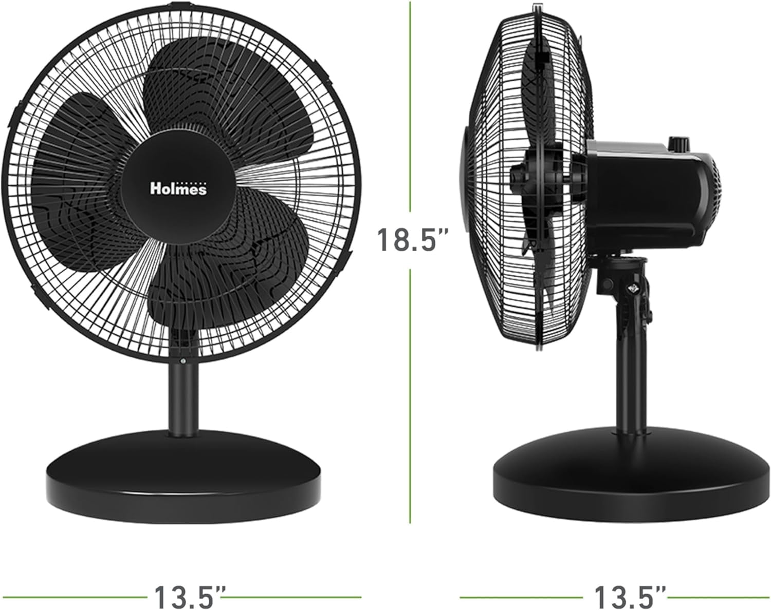 12" Table Fan with 75° Oscillation, 3 Speeds, 15° Adjustable  Tilt, Quiet Operation, Ideal for Home or Office