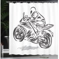 thumbnail image 3 of Ambesonne Motorcycle Shower Curtain, Monochrome Sketch Racer, 69"Wx75"L, Charcoal Grey and White, 3 of 4