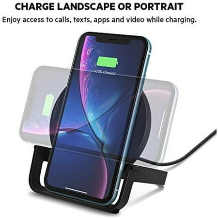 Belkin - 10W Qi-Certified Wireless Charger Stand - Fast Charging for iPhone, Samsung Galaxy - Includes AC Adapter - Black