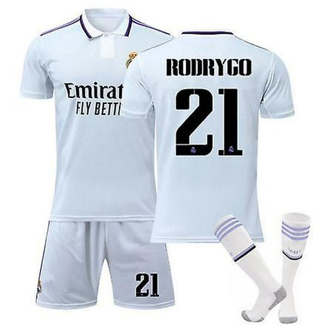2022 Maillots de Soccer pour Hommes Ensemble 21 Rodrygo Été Manches Courtes Uniformes de Sport pour Femmes