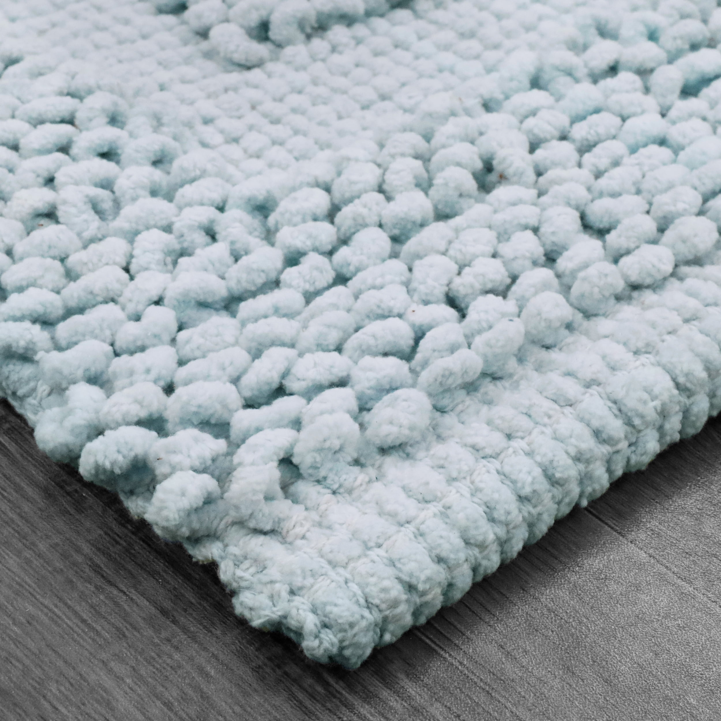 Jean Pierre New York Sophie Border 100% Cotton Bath Mat - Non-Slip Bath Rug - Pale Blue - 17" x 24"