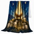 thumbnail image 2 of Peaceful decorative motif Starry Night Scene Doves Sheep, Festive decorative motif Scene, Warm Flannel Blanket for Living Room and Family Room, Art Lovers Christmas Gift, Festive Home Decor, 2 of 9