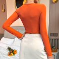 thumbnail image 6 of Corset Top Going Out Outfits for Women Women's Long Sleeve Lace Mesh Crop Top Sexy Corset Slim Fit Square Neck Solid Color Top, 6 of 8
