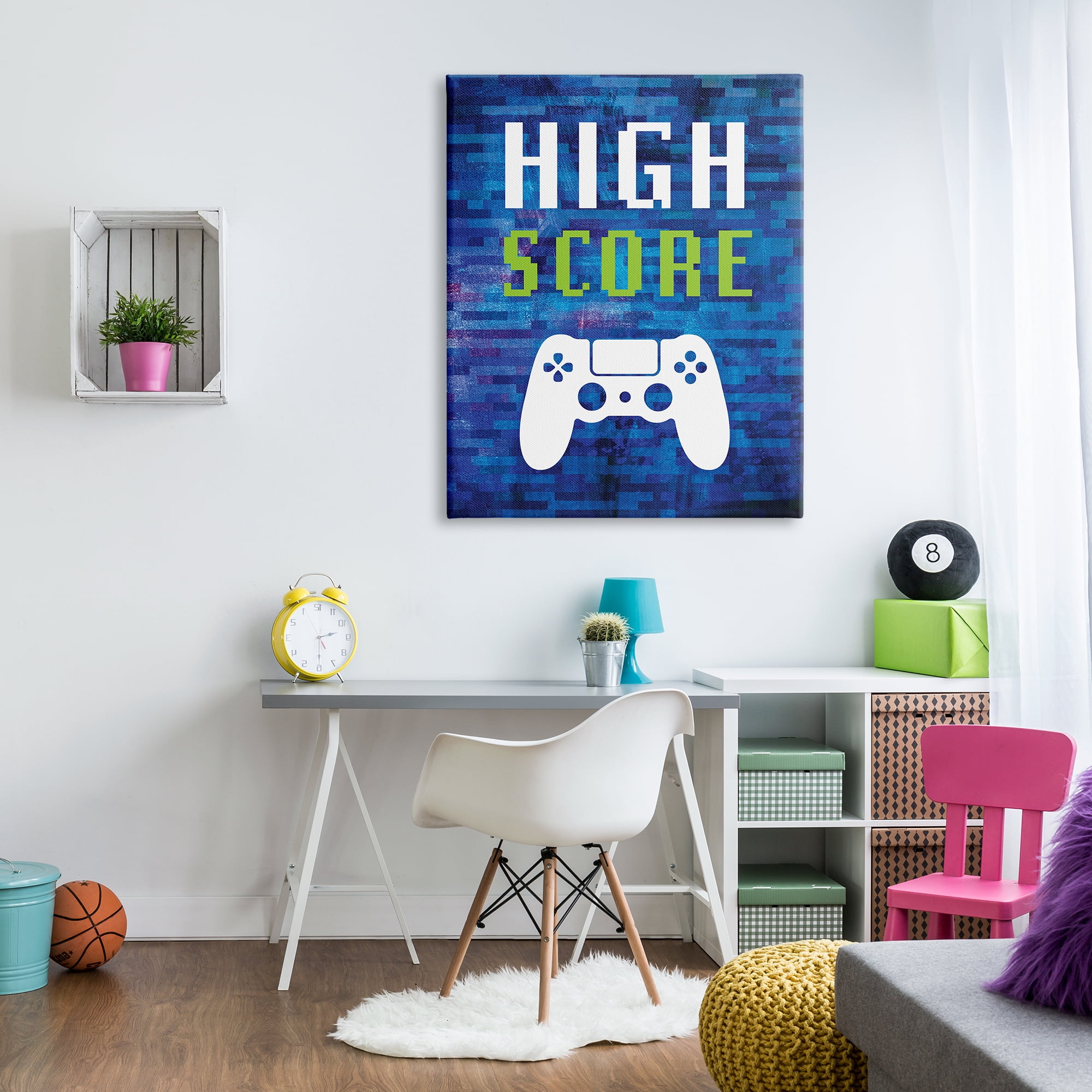 Stupell Industries High Score Pixel Style Gaming Controller Typography Graphic Art Gallery Wrapped Canvas Print Wall Art, Design by Victoria Barnes