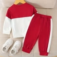 thumbnail image 4 of Caqnni Baby Girls Color Block Long Sleeve Sweatshirt Tops + Pants Set Baby Girl Fall Winter Clothes Fall Winter Outfit for Girls 6 9 12 18 24 Months，Red，6-9 Months, 4 of 7