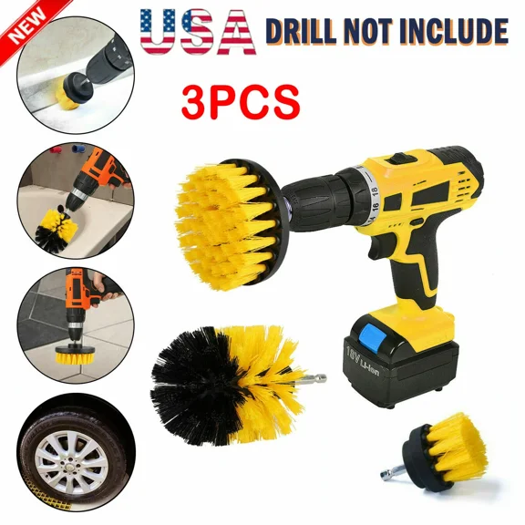 Drill Brush Power Scrubber Kit Cleaning Brush 3 Pack