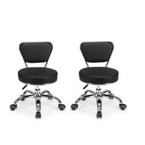 Set of 2 Dayton Pedicure Stool (Black) Pneumatic, Adjustable Height, Perfect for Nail Salon, Pedicure spa