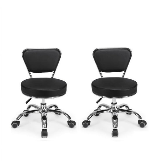 Set of 2 Dayton Pedicure Stool (Black) Pneumatic, Adjustable Height, Perfect for Nail Salon, Pedicure spa