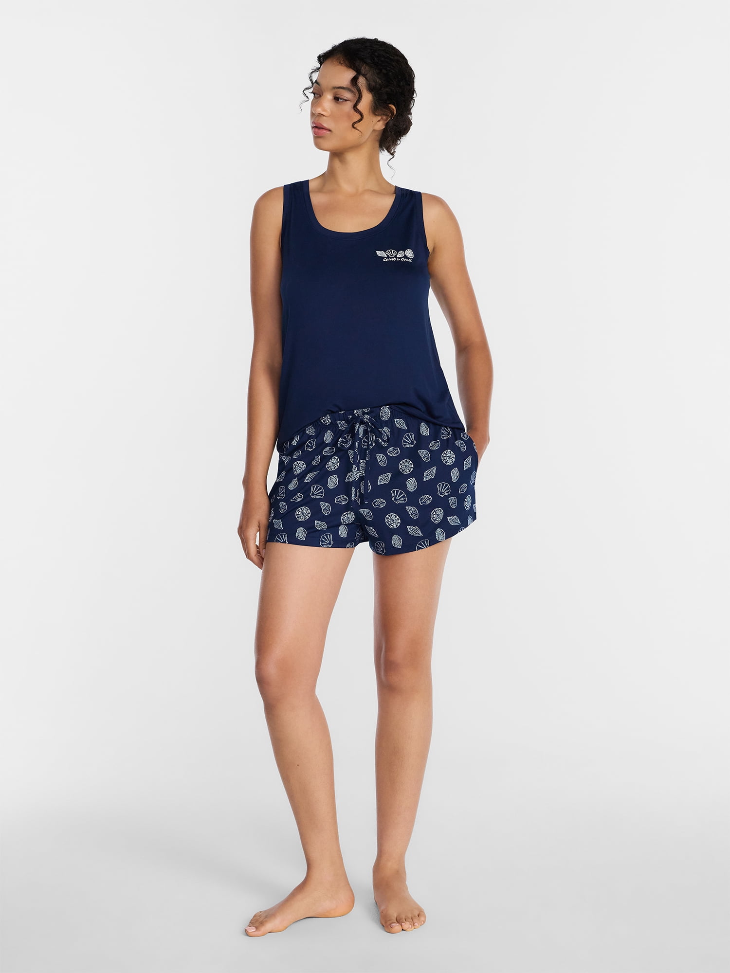 Joyspun Women's Tank Top and Shorts Pajama Set, 2-Piece, Sizes XS-3X