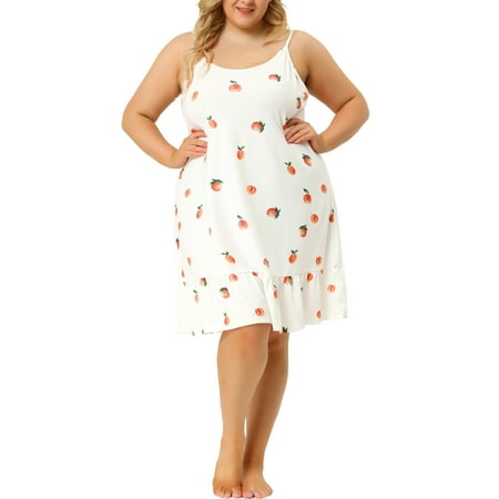 

Agnes Orinda Women s Plus Size Sleeveless Pajama Fruit Print Cute Sleep Dress