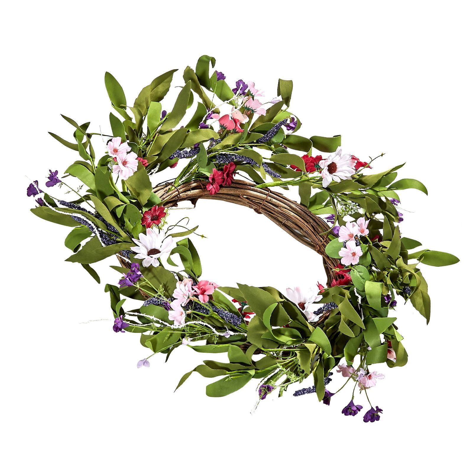Decorative Wreath 1:1 Replica Daisy Flowers, Full Lush Lifelike Floral Wreath, Vibrant Realistic Artificial Flower Wreath for Front Door Wall Decor