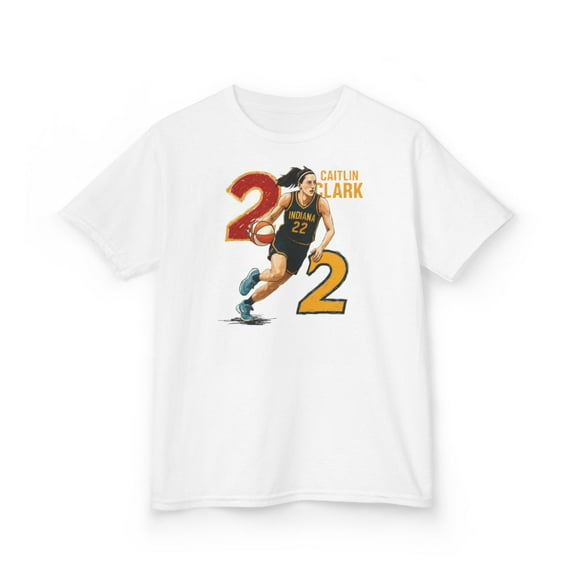 Caitlin clark Basketball Cartoon Kids Heavy Cotton Tee-KWBCC2267B-White-XL