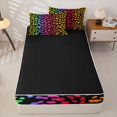 thumbnail image 4 of Manfei Ink Rainbow Zipper Twin Comforter Sets with Fitted Sheet and 2 Pillowcases, Neon Leopard Print Zipper Bedding Set, Black Pink Orange, Black Reversible, 4 Pieces, 4 of 7