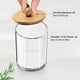 thumbnail image 3 of Porta hisopos, organizador de baño, accesorios, contenedores de almacenamiento, frascos de plástico transparente con tapas de bambú para bolas de algodón, hilo dental, 3 of 4