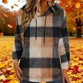 thumbnail image 3 of Maplenight Womens Fleece Tunic Pullover Hoodie Long Sherpa Tops Crew Neck Plaid Fuzzy Sweatshirts with Pockets Winter Thermal Clothes, 3 of 4