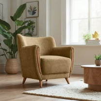 Hako Accent Chair Olive Green Accent Chair, Modern Style, Velveteen strips corduroy fabric, Plywood, Indoor Living