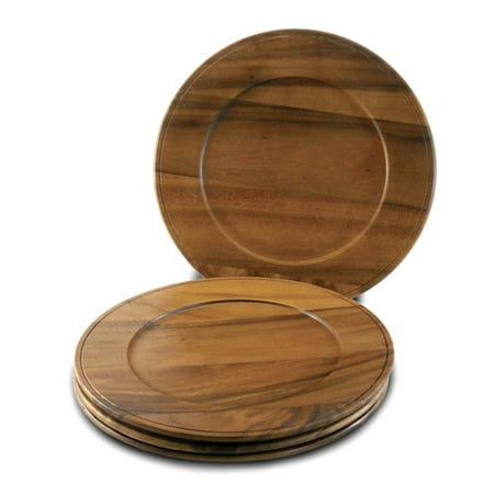 Acacia Wood Charger - Beaded Edge - Set of Four